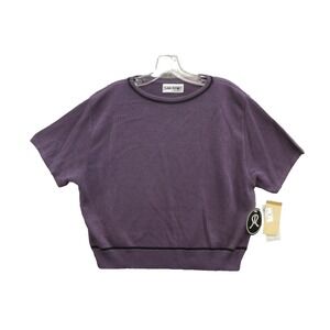 San Remo Women's Pullover Sweater XL Purple Acrylic Short Sleeve Crew Neck New